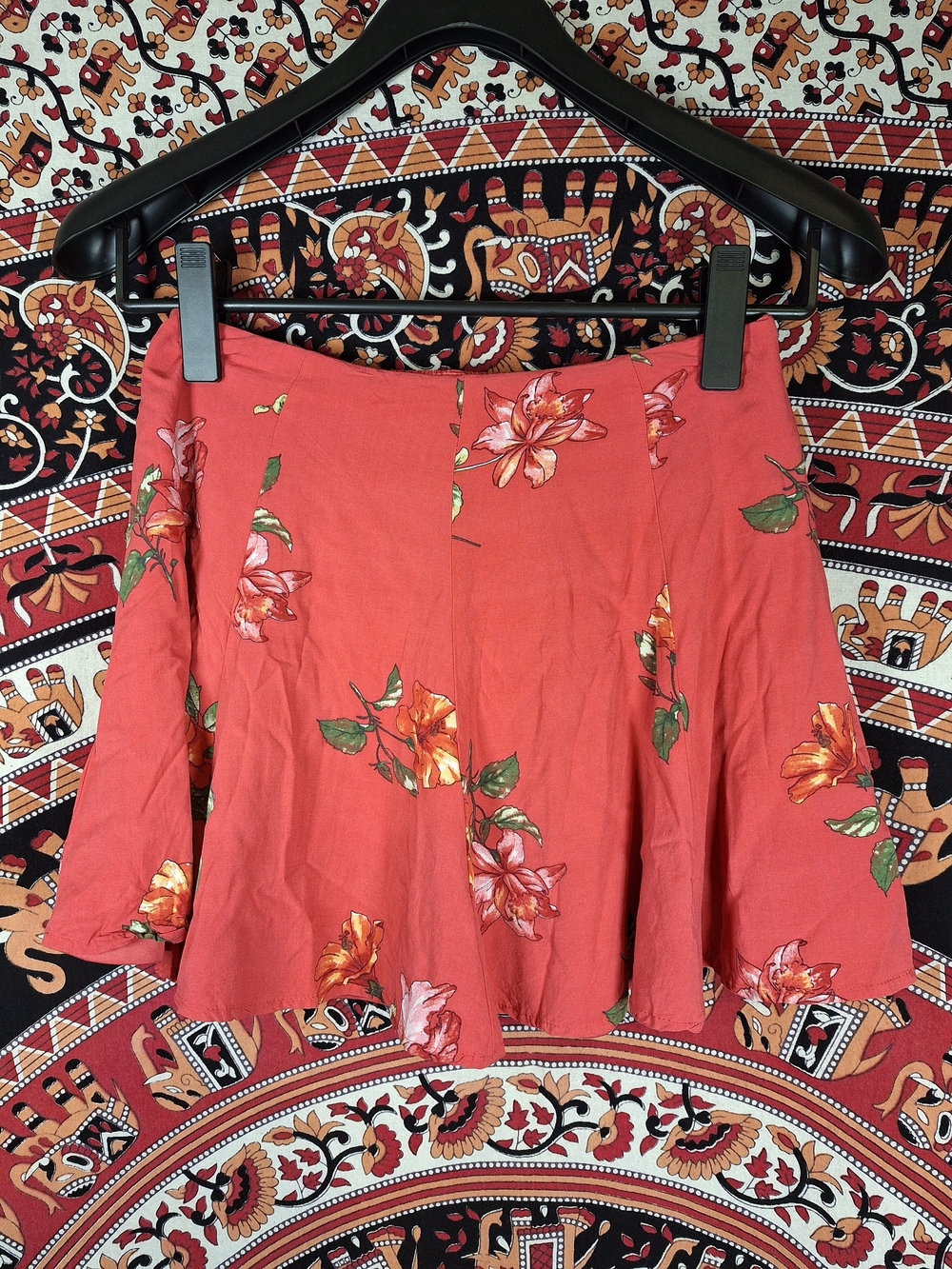 Y2K Forever 21 Fit And Flare Peachy Floral Mini Skirt